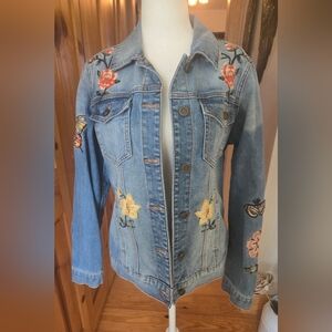DRIFTWOOD Blue Floral Embroidered Jean Jacket